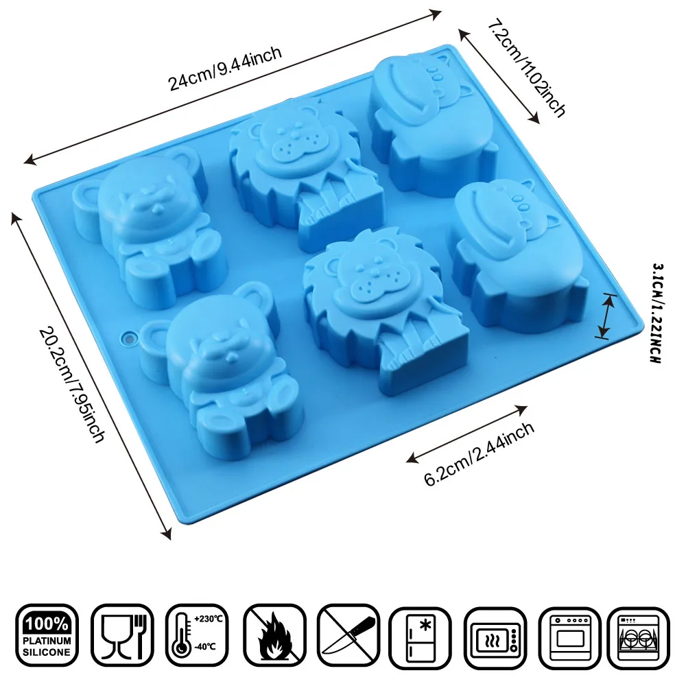 Силиконовая форма Lion Bear Hippo DIY для мыла выпечка формы помадки инструмент