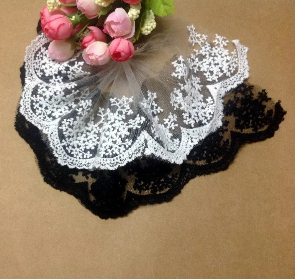 5 Yard/Lot Handmade DIY black white gold silver embroidery lace trim 10cm fabric wedding dress clothing accessories | Дом и сад