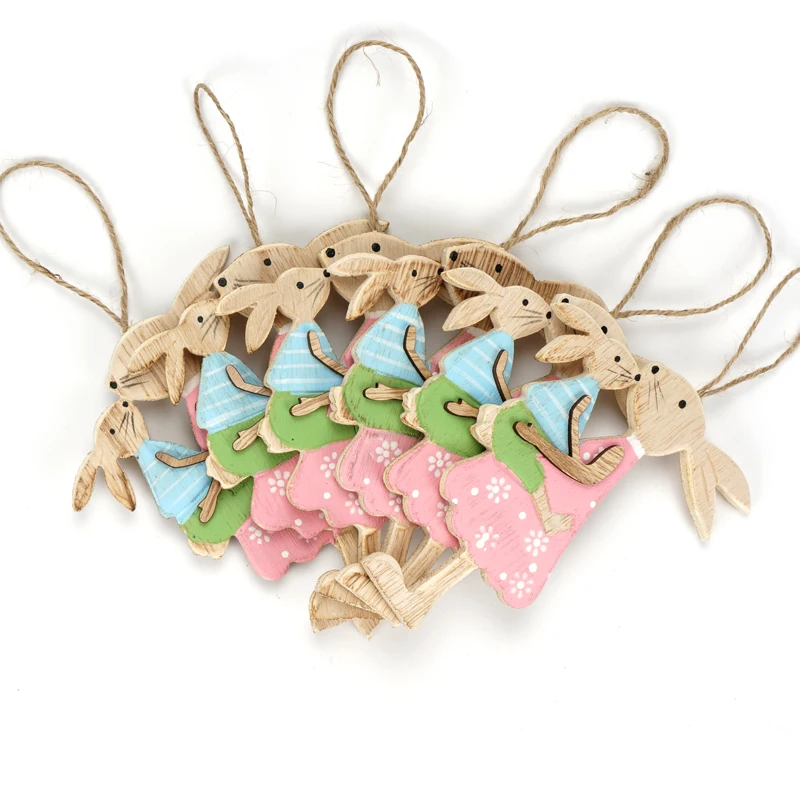 Пасхальные украшения 6 шт. деревянный Пасхальный кролик аксессуары для