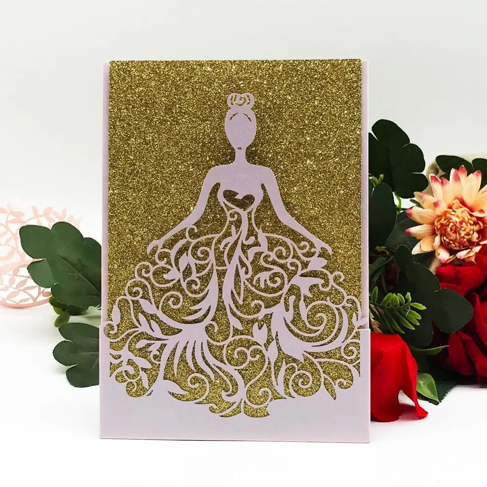 Красивое платье 30 шт./лот для девочек день рождения свадебные пригласительные