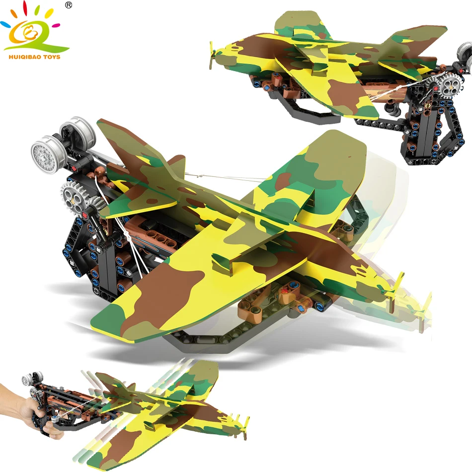 HUIQIBAO 212 шт. военный арбалет Запуск парадроп самолет строительные блоки Technic PUBG Shoot