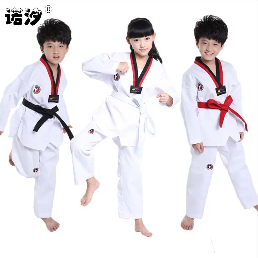 Детская одежда Детские хлопковые комплекты Tae Kwon Do рубашка для мальчиков + брюки