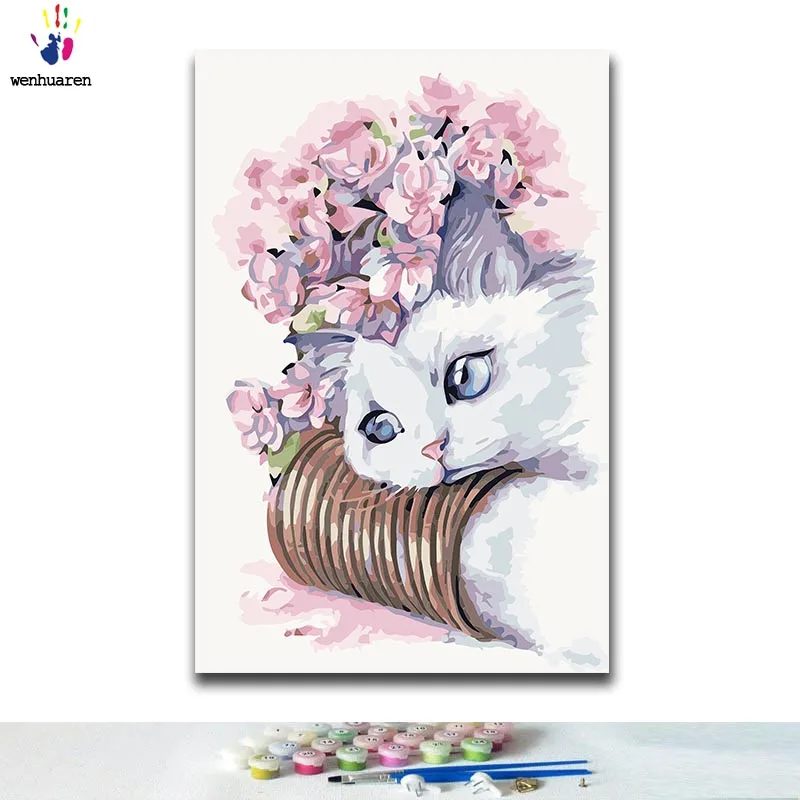 10651 DIY картина по номерам мультфильм животных картины по номерам с комплекты 40x50 защелка - Цвет: 10651