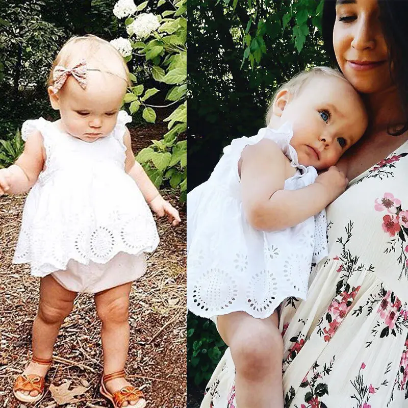 Новорожденные дети Девочка Младенец Мягкая Одежда Милый Белый Милый Летний Комбинезон Боди Платье Одежда Комплект на.
