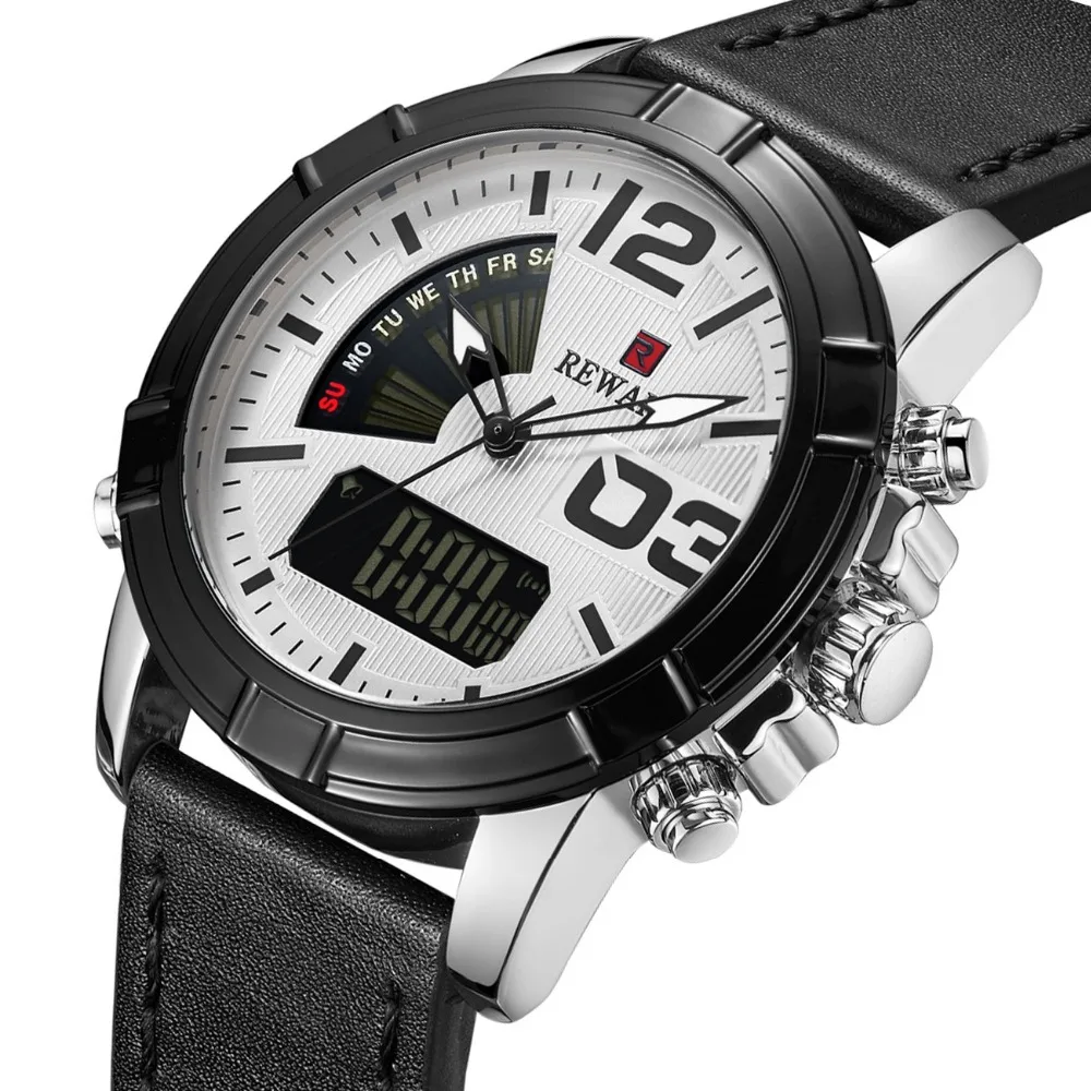 Роскошные мужские модные спортивные часы с двойным дисплеем водонепроницаемые