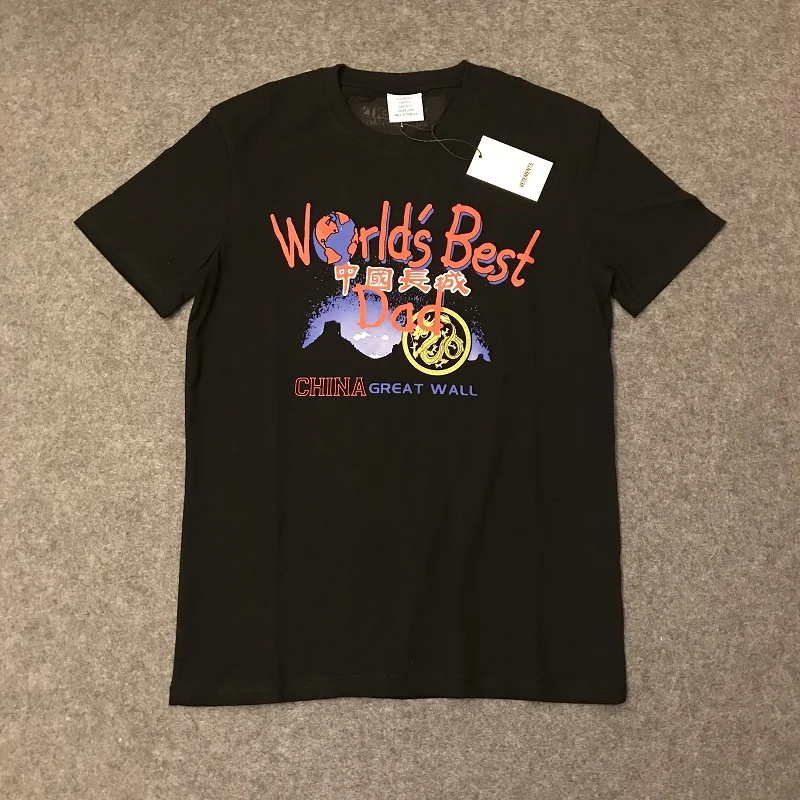 black 19ss vetements футболка для мужчин женщин вышивка Высокое качество футболки уличная хип хоп Канье Уэст Забавные футболки - Цвет: black