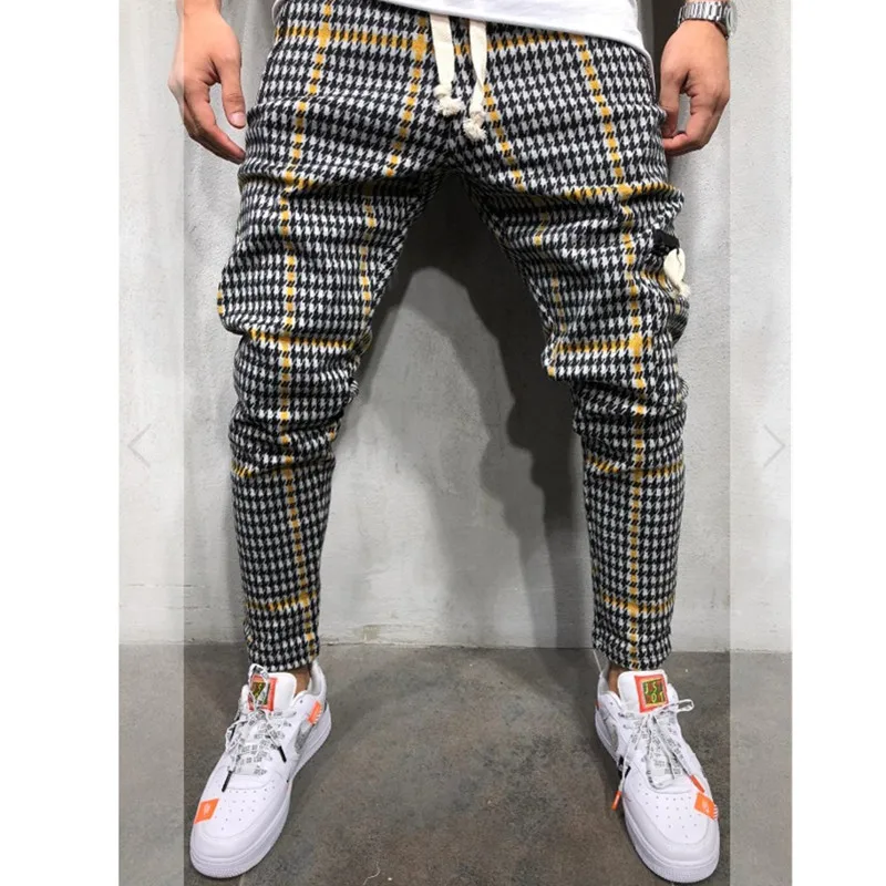 2019 мужские Саржевые модные брюки для бега Новые полосы городские Прямые