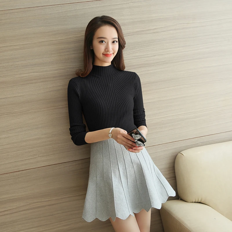 Turtleneck Sweater Women Fashion 2021 Autumn Winter Black Tops Knitted Pullovers Long Sleeve Jumper Pull Femme Clothing | Женская одежда