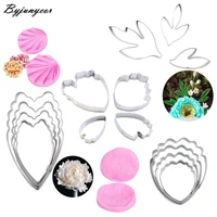 byjunyeor peony flower veiners leaf cutters silicone cake mold sugar cookie cutter clay water paper for diy cake making c285