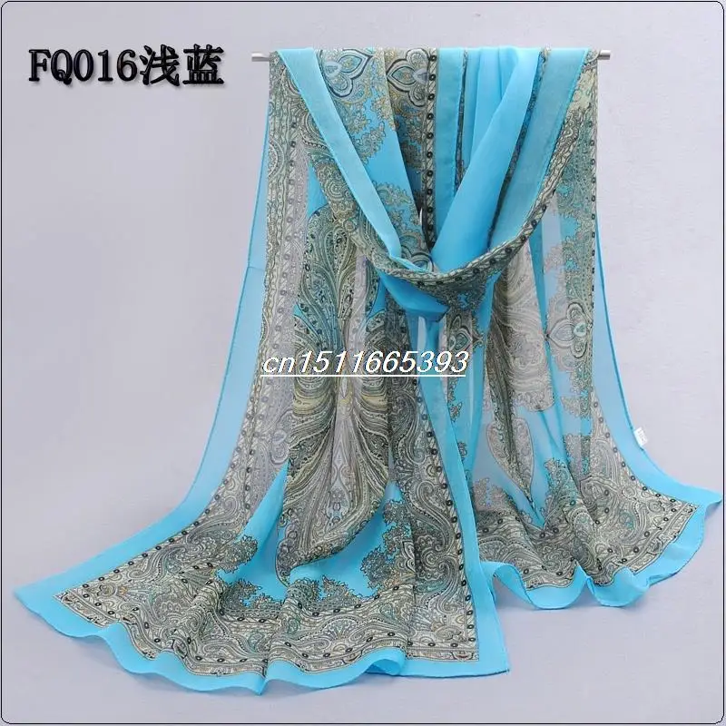 Light blue Модный женский кашемировый шарф, дизайн, Цветочная шаль, накидка, Шелковый шифон, полиэстер, палантин, глушитель, горячая Распродажа, шарфы - Цвет: Light blue