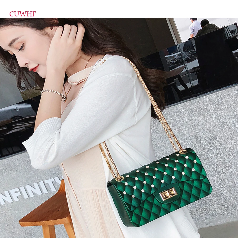 Жемчужина плед Crossbody сумки для Для женщин роскошные кожаные Сумки сумка дизайнер