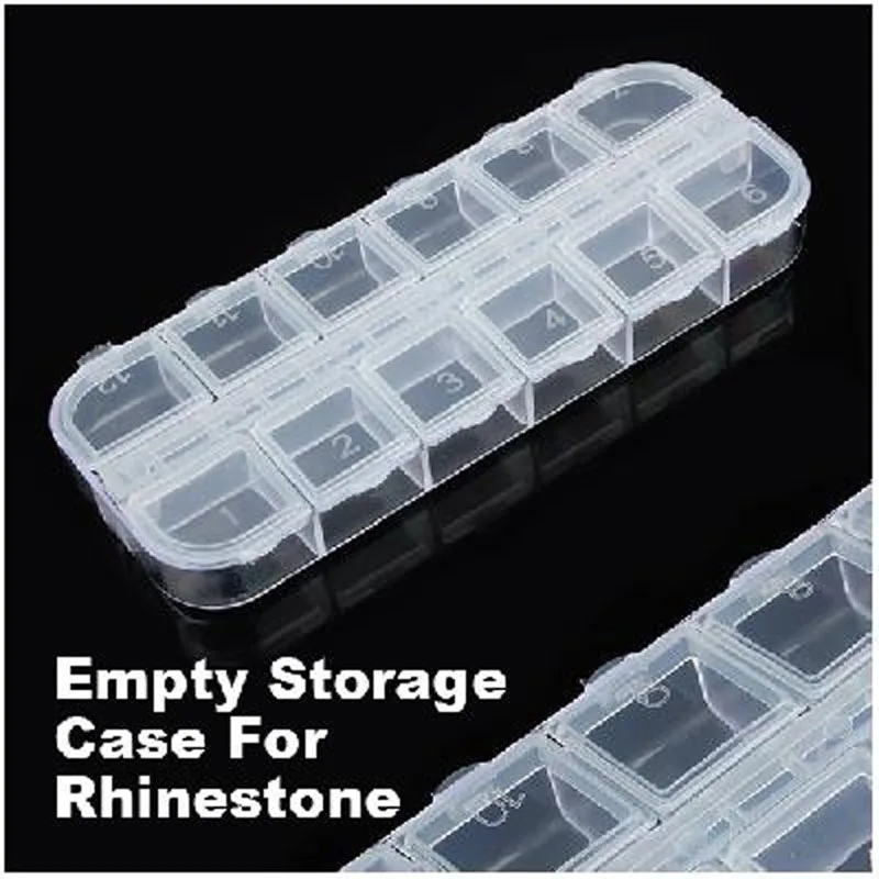 12 ячеек для дизайна ногтей пластиковые ящики хранения чехол ложных блестящих