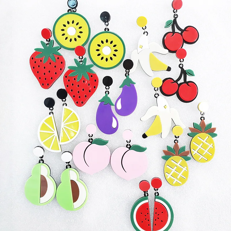 New Arrival Fashion Green Avocado Drop Earrings Exaggerated Big Fruit Cool Punk Jewelry Accessories Women |
