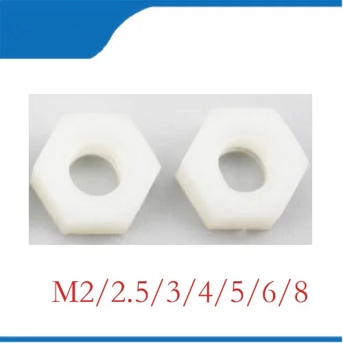 

DIN934 M2 M2.5 M3 M4 M5 M6 M8 PA66 Nylon Hex Nut Hexagon Plastic Hex Nuts NL05