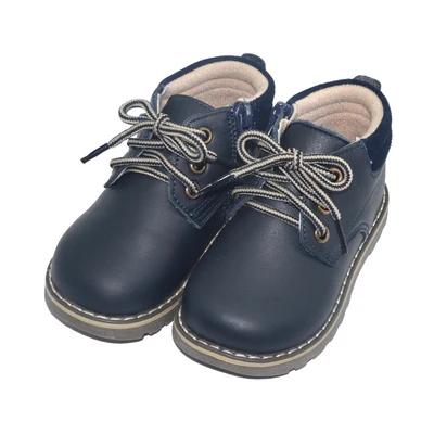 Dark blue Новинка года; Детские Ботинки Martin из натуральной кожи; Водонепроницаемые замшевые зимние ботинки для мальчиков и девочек; модные детские мотоциклетные ботинки с круглым носком - Цвет: Dark blue