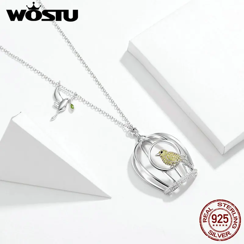 WOSTU дизайн распродажа золотая птица в колье с кулоном в виде клетки для женщин Изготовление ювелирных изделий подарок Свадьба Помолвка BPN003