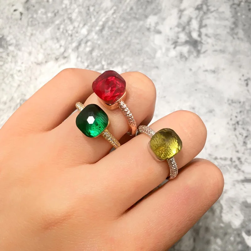 

8mm multi-section color zircon stone box ring for women