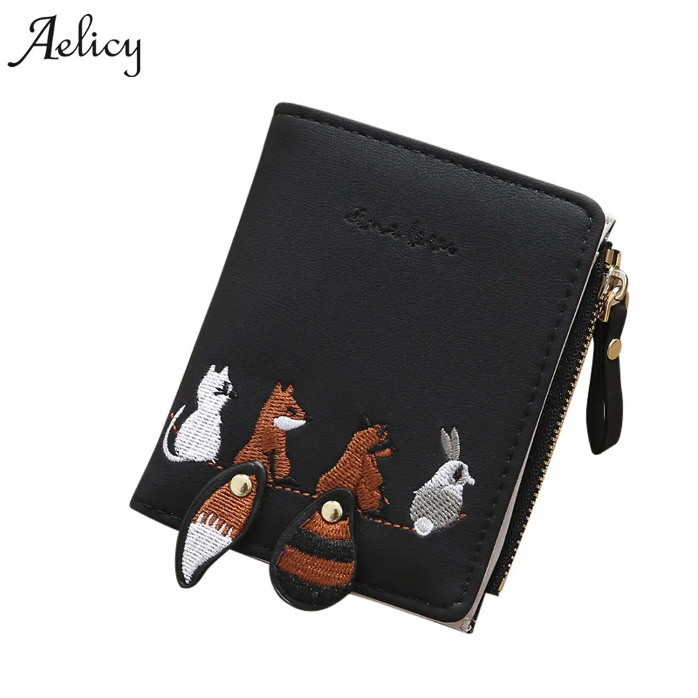 Женская короткая Сумочка Aelicy из искусственной кожи клатч с застежкой и молнией