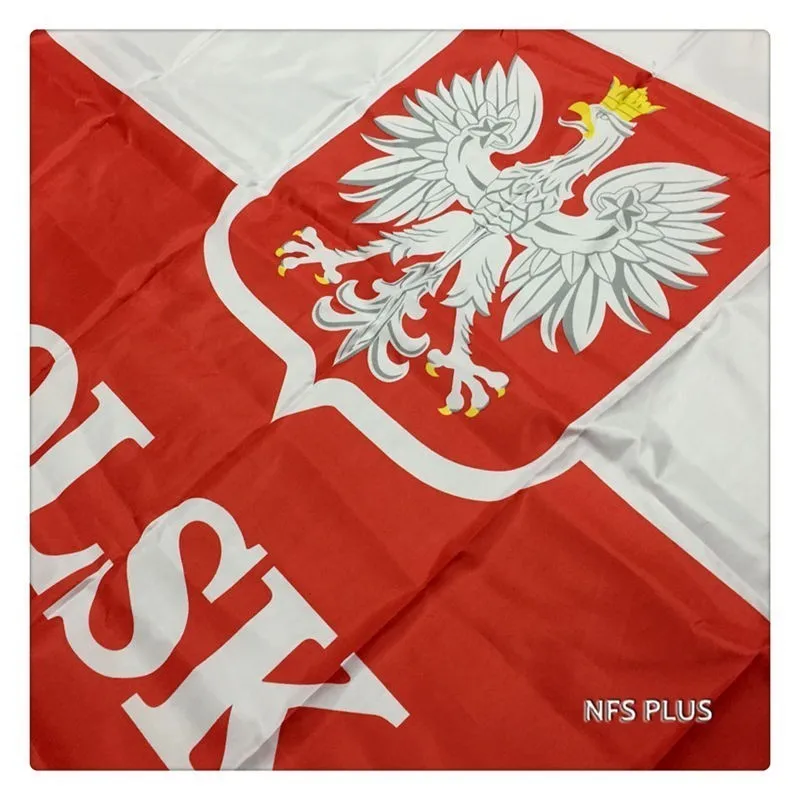 Флаг польский 90x150 см полиэстер с принтом орла 2 латунных люверса подвесные