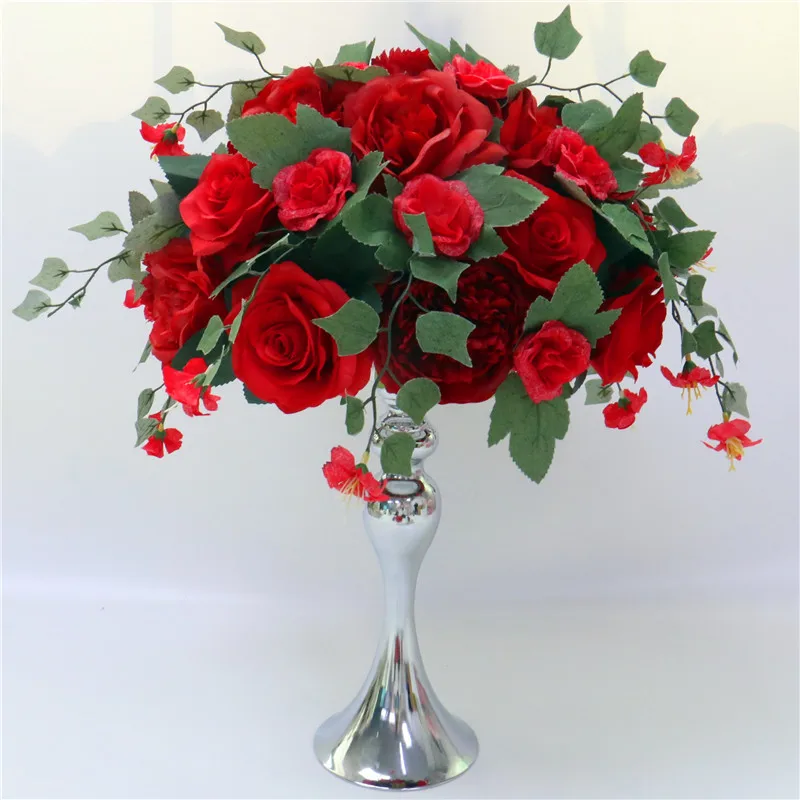 007 Only flowers Пользовательские 35 см искусственные цветы розы мяч свадебное расположение декора фон T станция Стенд цветы домашний стол садовый декор - Цвет: 007 Only flowers