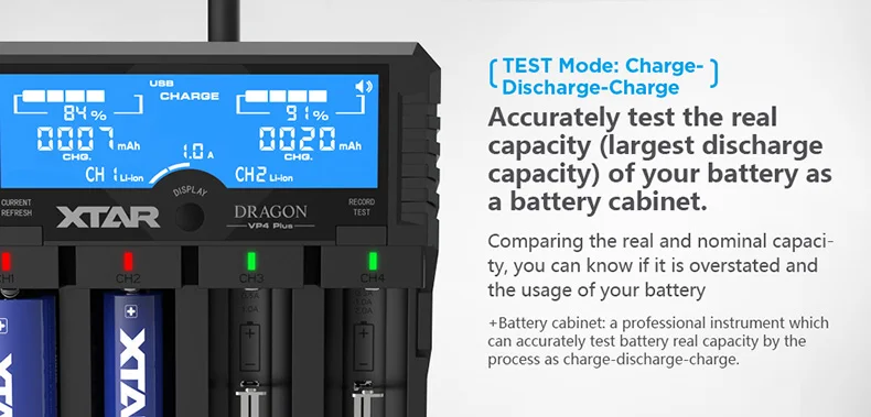 XTAR DRAGON VP4 PLUS смарт-зарядное устройство набор чехол зонд адаптер Автомобильное зарядное устройство Быстрая зарядка Cargador 18650 зарядное устройство XTAR
