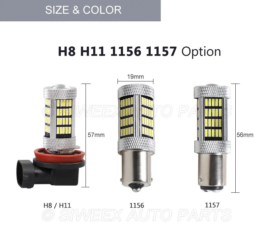 1X H8 H11 1156 1157 противотуманный светильник 92 SMD 4014 Автомобильный светодиодный s для DC