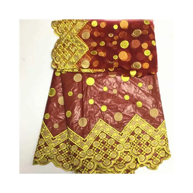 

african Embroidered Bazin Riche Getzner fabric jacquard basin brode getzner newest fashion 5+2 yards tulle lace scarf fabric