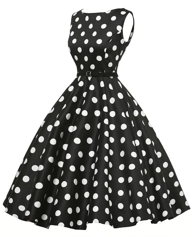 Женское винтажное платье в горошек для вечеринок 60 S 50 черное белое|Женские