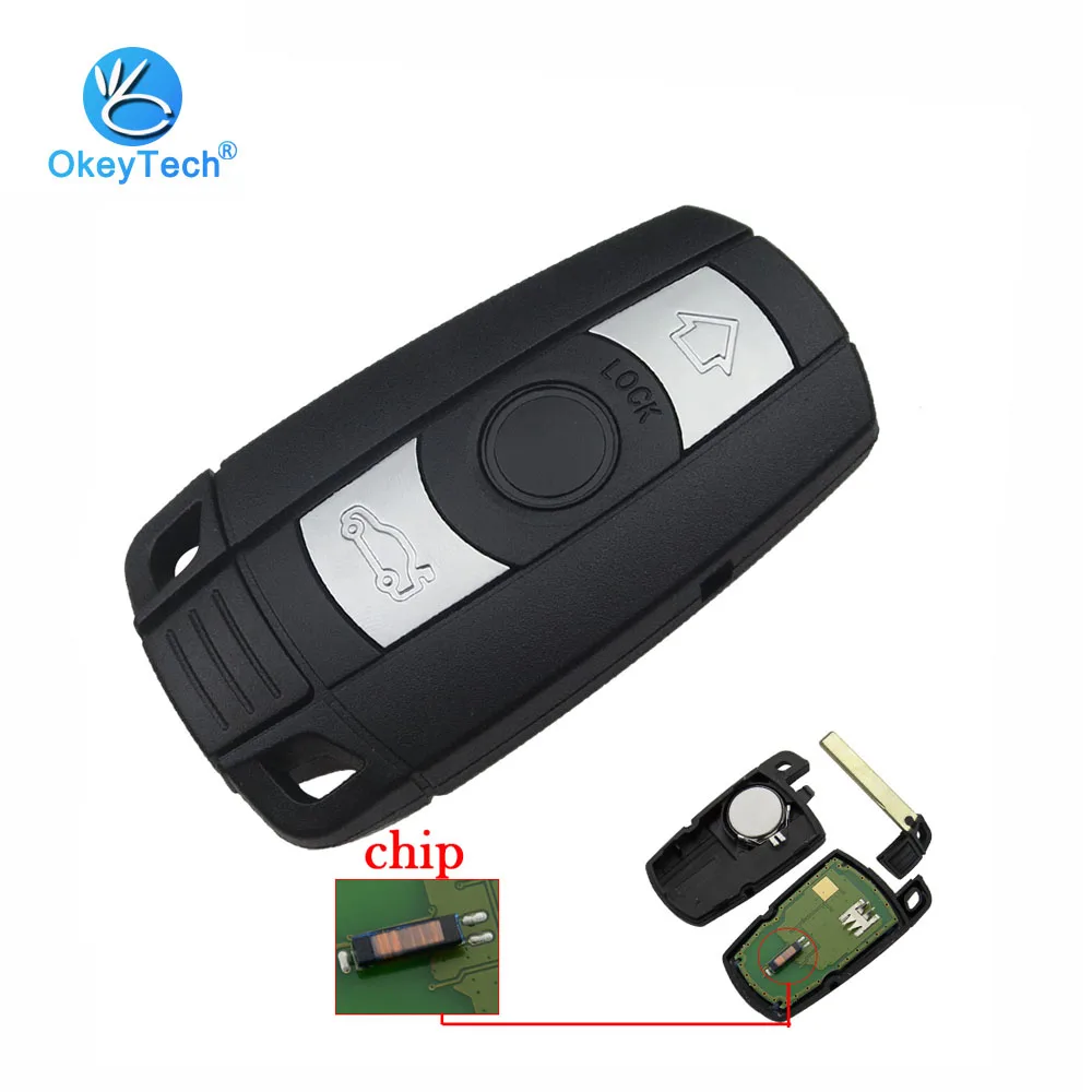 Смарт брелок OkeyTech для Bmw 3 кнопки 315/315LP/433/868 МГц чип ID46 PCF7945 CAS3 5 Series X5 X6 Z4|Ключ от