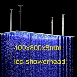 Modern Hotel 20 Inch Shower Head Ceiling Rainfall Shower Panel 304 Stainless Steel Brushed Top Water Massage - Цвет: 400x800x8mm
