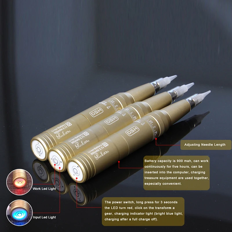 Профессиональная перезаряжаемая машинка для татуажа бровей ручка микробатлинг