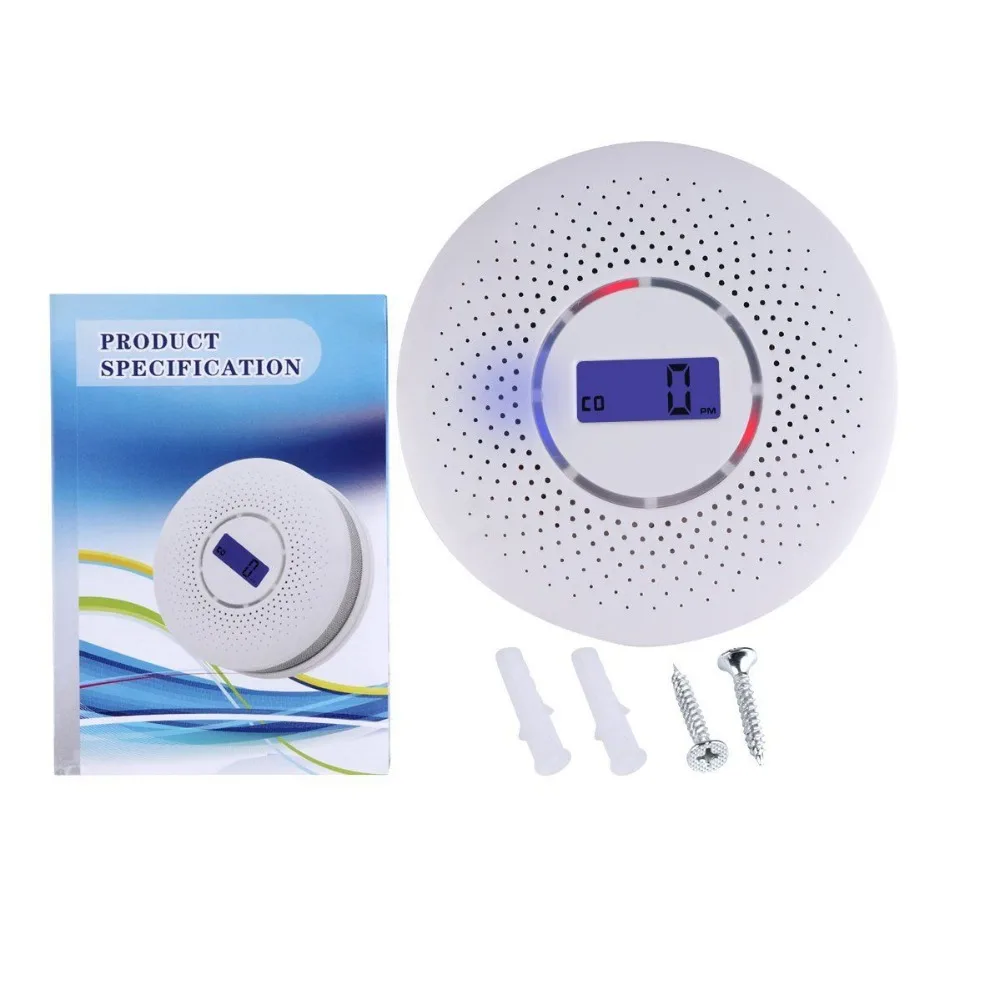 

CO Carbon monoxide smoke integrated alarm Detector Voice Warn Sensor Home Security Protection High Sensitive 2 IN 1 LCD
