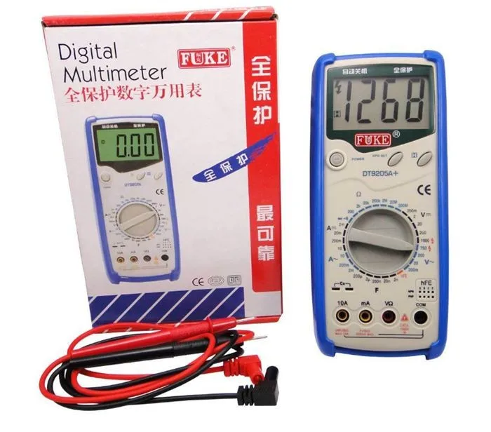 FUKE DT-9205+ цифровой мультиметр, автоматическое выключение, полная защита, температура, частота тестирования