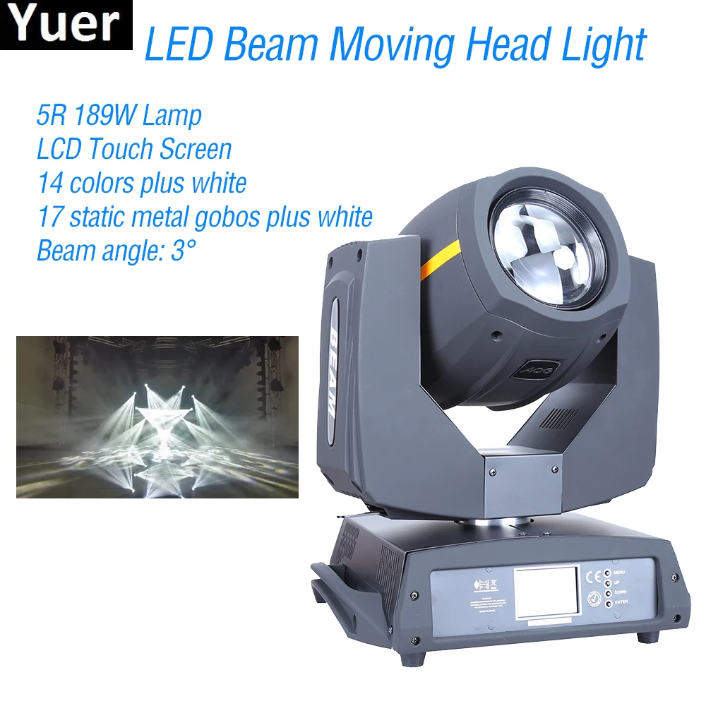 Новый светодиодный 5R 200 Вт Луч движущаяся головка DMX512 сенсорный экран управление