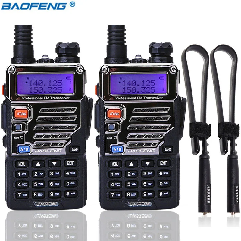 2 шт. BaoFeng UV 5RE 8 Вт Walkie Talkie 1800 мАч батарея 10 км двухдиапазонный 5R VOX фонарик Ручной