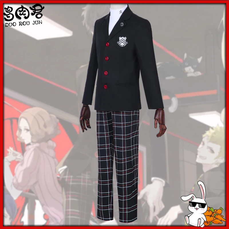 Высокое качество Аниме игра Persona 5 Cos Джокер мужчина женщина косплей японский Повседневный колледж униформа косплей костюм