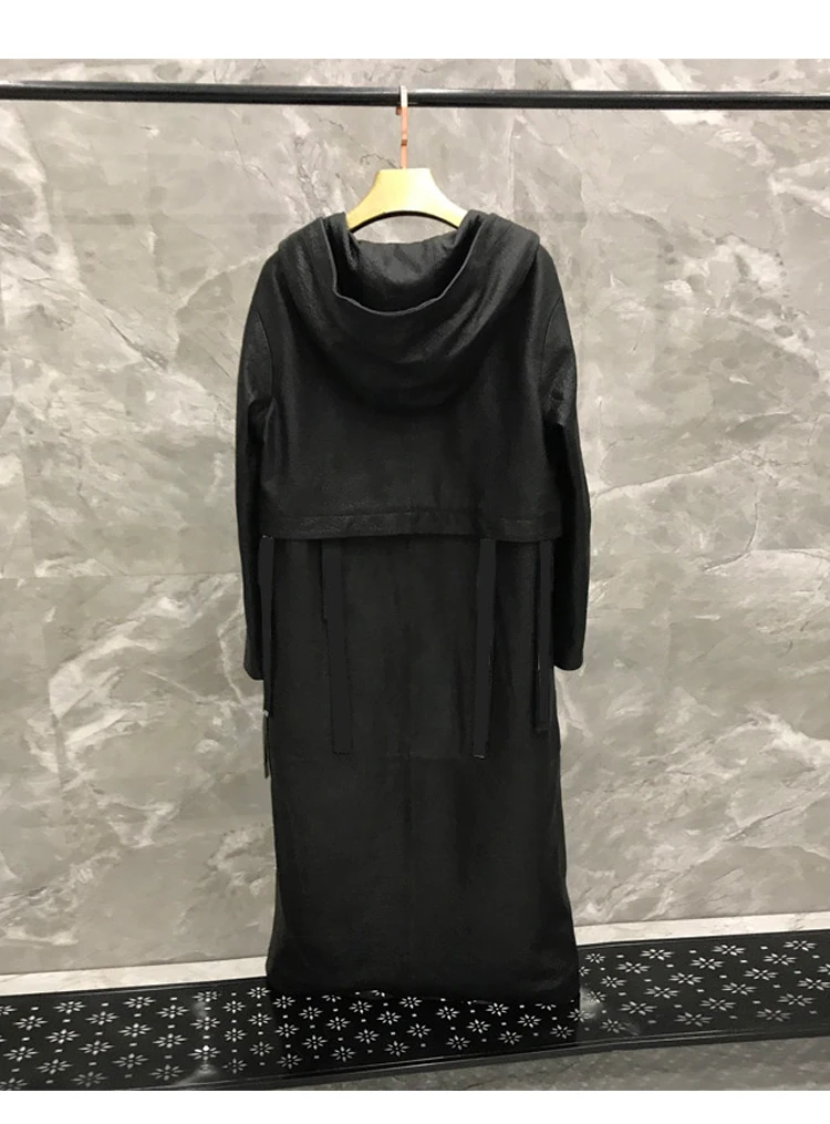 New Arrival Real Leather Jacket Drawstring Genuine Leather Jacket Women Plus Size Hooded Lambskin Leather Coat for Women
