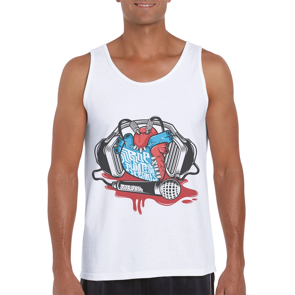 

2019 Men Tank Tops Music Heart Printed Mens Clothes Sleeveless Vest Hipster Funny Fashion Fitness Singlets Camiseta Sin Mangas