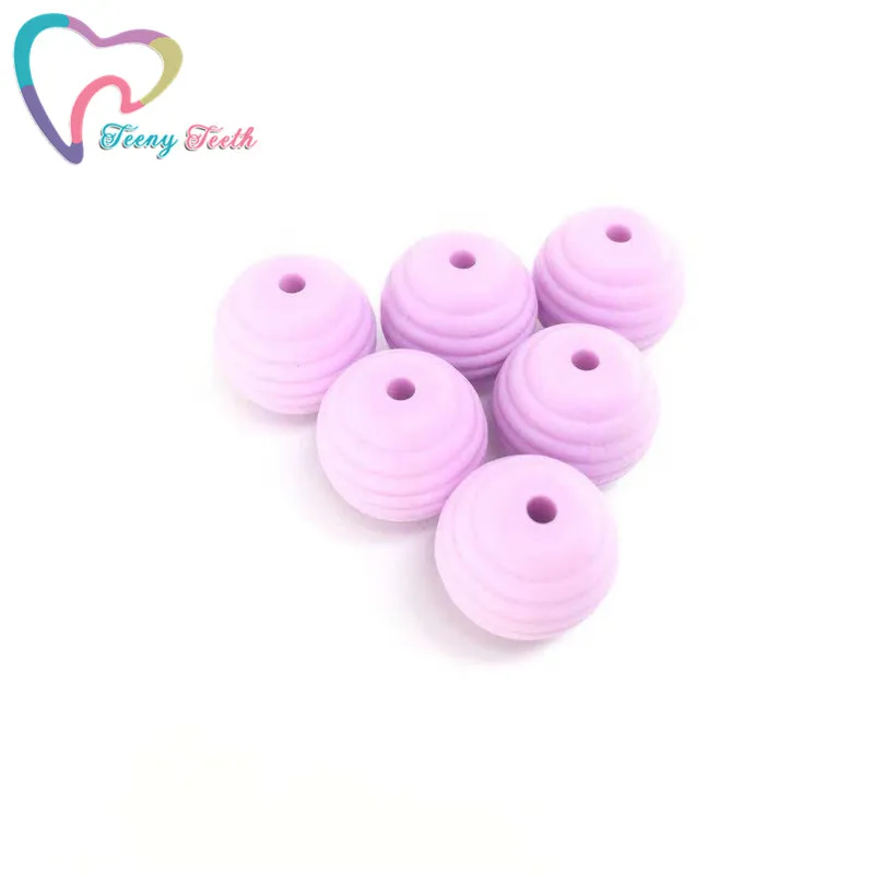 Sweet Lilac Маленькие зубы 10 шт. 15 мм круглые спиральные свободные бусины силиконовые DIY ювелирные изделия для кормления аксессуары BPA бесплатно Beeive силиконовые круглые бусины - Цвет: Sweet Lilac