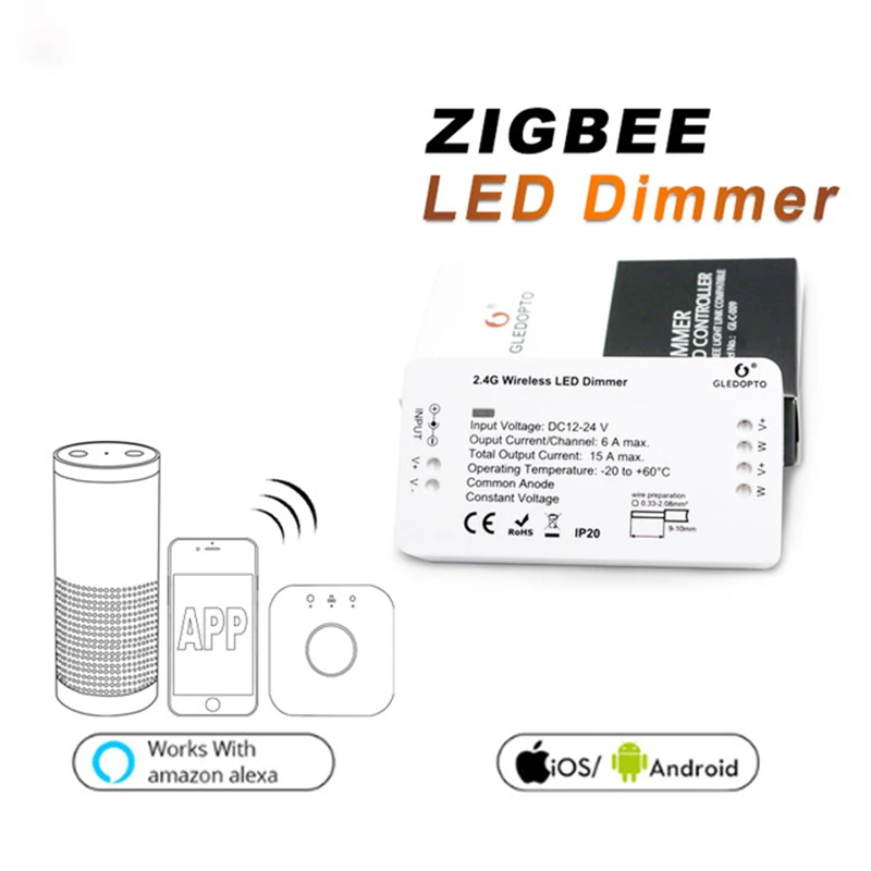 Умный диммер 2 4 г контроль освещения 12-24 В для Zigbee APP белый инструмент Горячая