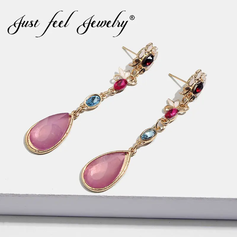 Женские Висячие серьги JUST FEEL розовые элегантные праздничные подарки в богемном