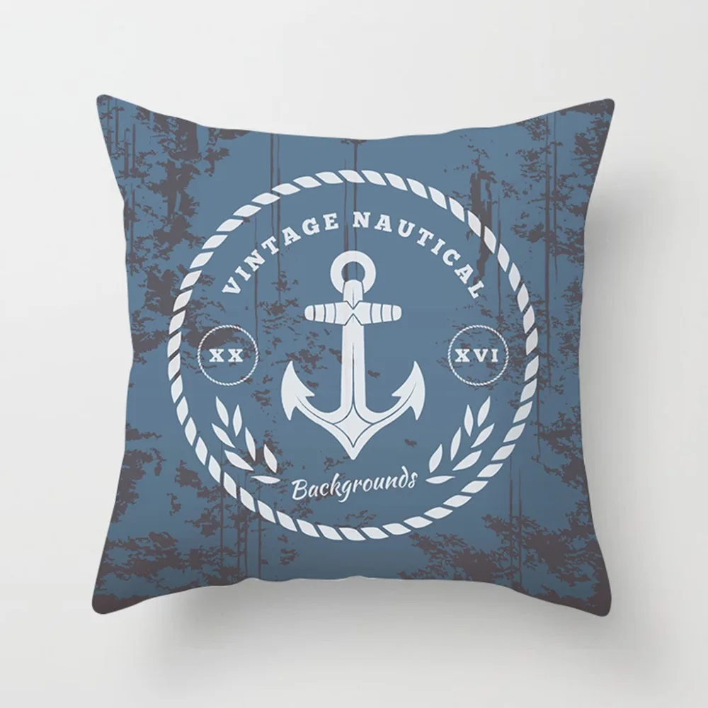 Sailing Cushion Cover Cotton Polyester Anchor Printed Throw Pillow Home Decor Chair case for Sofa Decorative | Дом и сад
