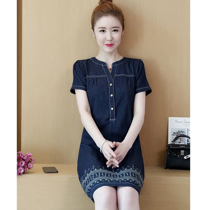 Женское джинсовое платье с вышивкой UHYTGF элегантное винтажное длинным рукавом