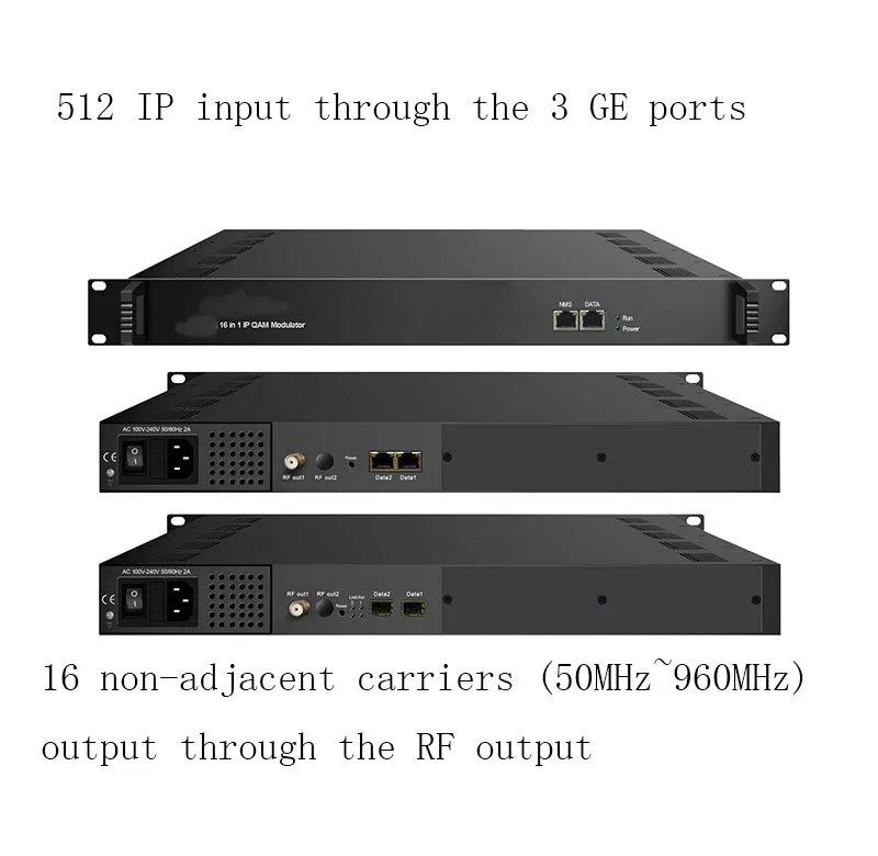 512 IP до 16 неприлегающий QAM модулятор, IP до DVB-C J.83A/B/C модулятор, IPTV кодировщик модулятор, 16-полосный неприлегающий DVB-C