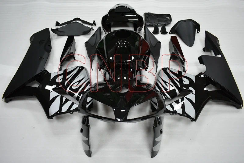 Пластиковые обтекатели для Honda CBR600RR 2005-2006 черные серебряные блестящие Обтекатели