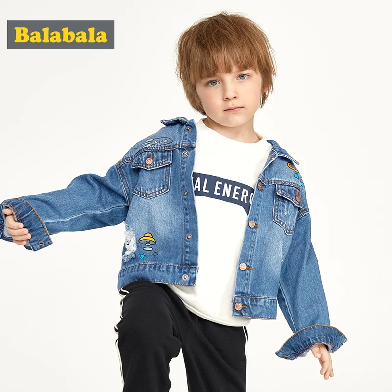 Balabala/2019 г. Большая куртка кардиган для мальчиков пальто детская джинсовая одежда