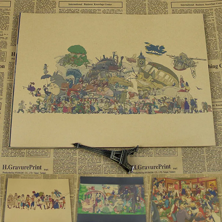 Настенный кинопостер Hayao Miyazaki комикс ретро крафт бумага обои украшение живопись