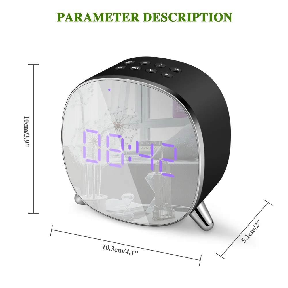 Портативный беспроводной Bluetooth динамик радио светодиодный Будильник дисплей