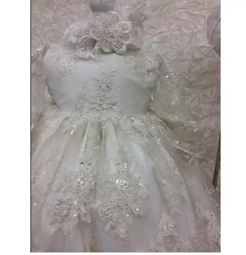 Heirloom Lace Appliqued Infant Birthday Gown Long Christening Dresses For Baby Girl With Sleeves Baptism Bonnet | Детская одежда и