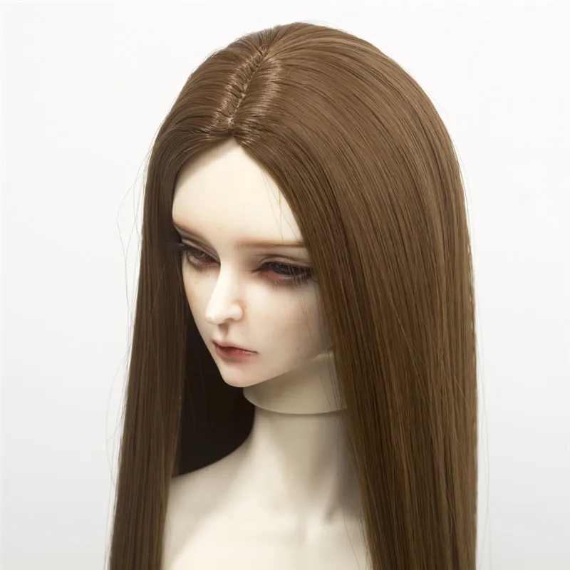 Парики для кукол BJD/SD, длинные прямые волосы, белый, хаки, серый, коричневый, черный цвет, волосы для 1/6, 1/4, 1/3, куклы, теплоизоляционное синтетическое волокно